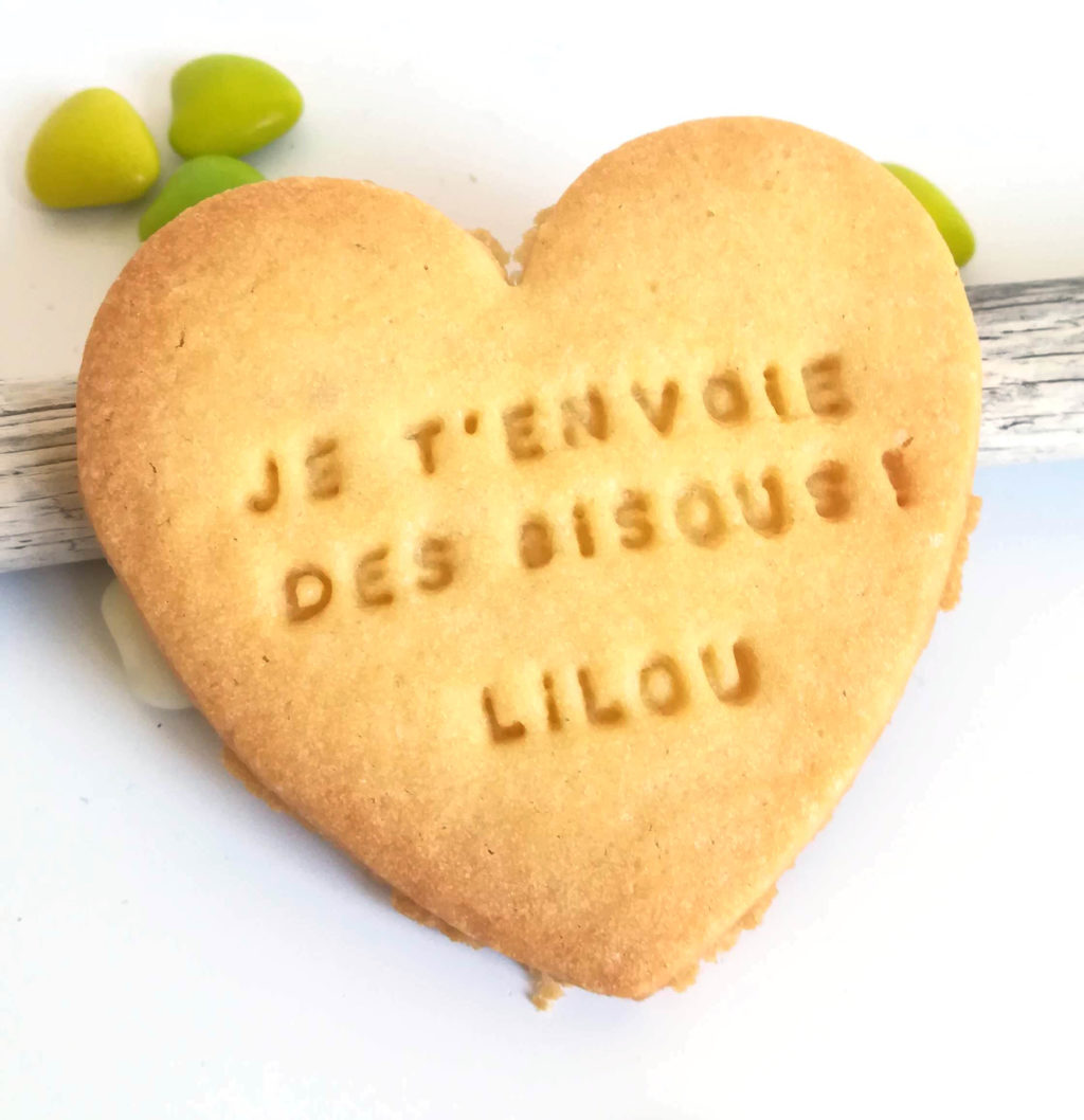 biscuit coeur, bisous message mamie