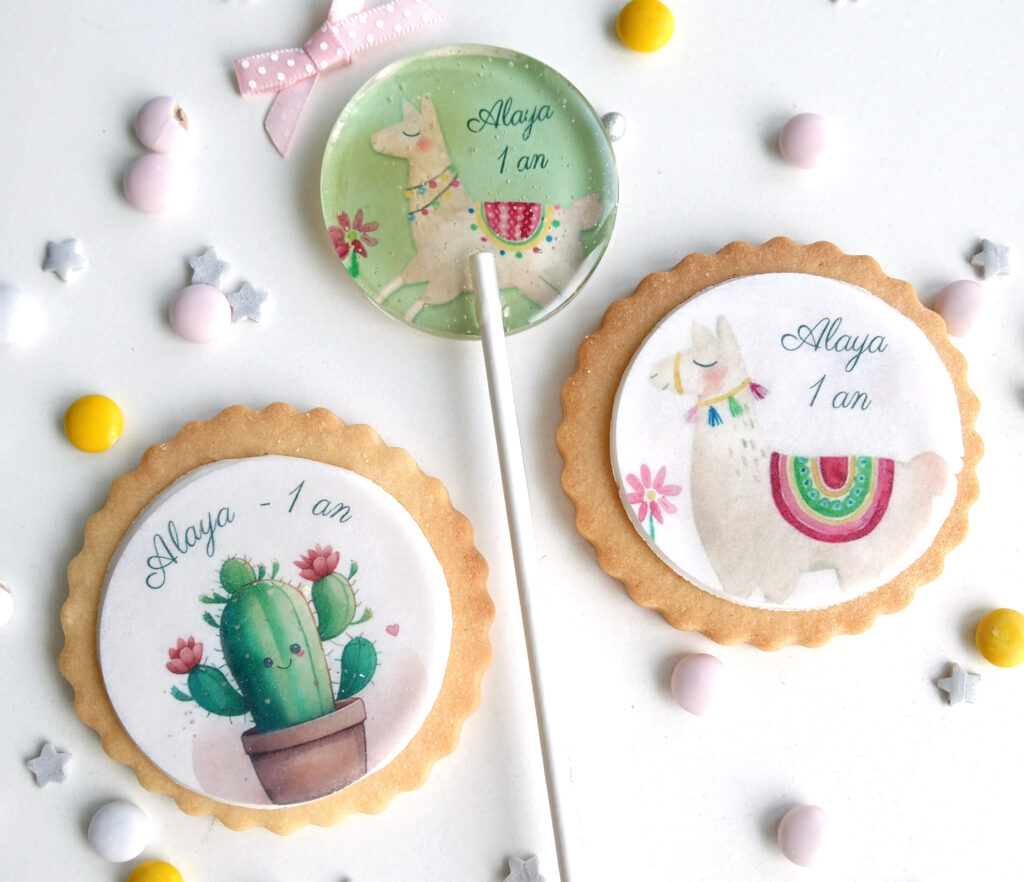 biscuit-rond-sable-personnalise-deco-cadeau-theme-lama-anniversaire-mexique-pate-sucre