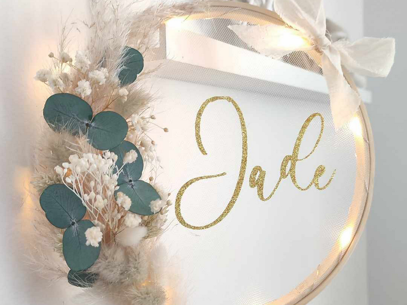 Boheme-paillette-Eucalyptus-couronne-deco-floral-bapteme