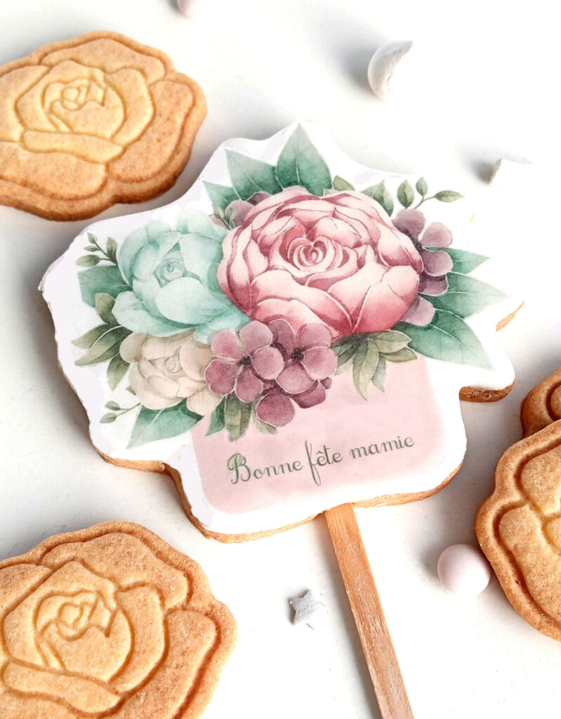 biscuit-personnalise-grand-mere-fete-gourmand-cadeau-idee-2025-amour-fleur-bouquet-original vente ecole-vente-groupe-ecole-projet-financer